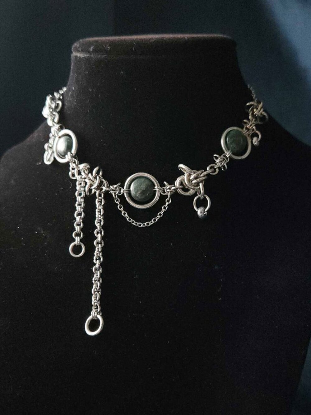 Vintage fairy style asymmetrical silver choker necklace